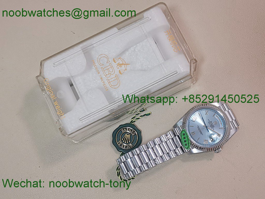 Replica Rolex DayDate 40mm CBDF 1:1 Best SuperClone Ice Blue Roma Dial VR3255 Heavy Gain Weight 210g 