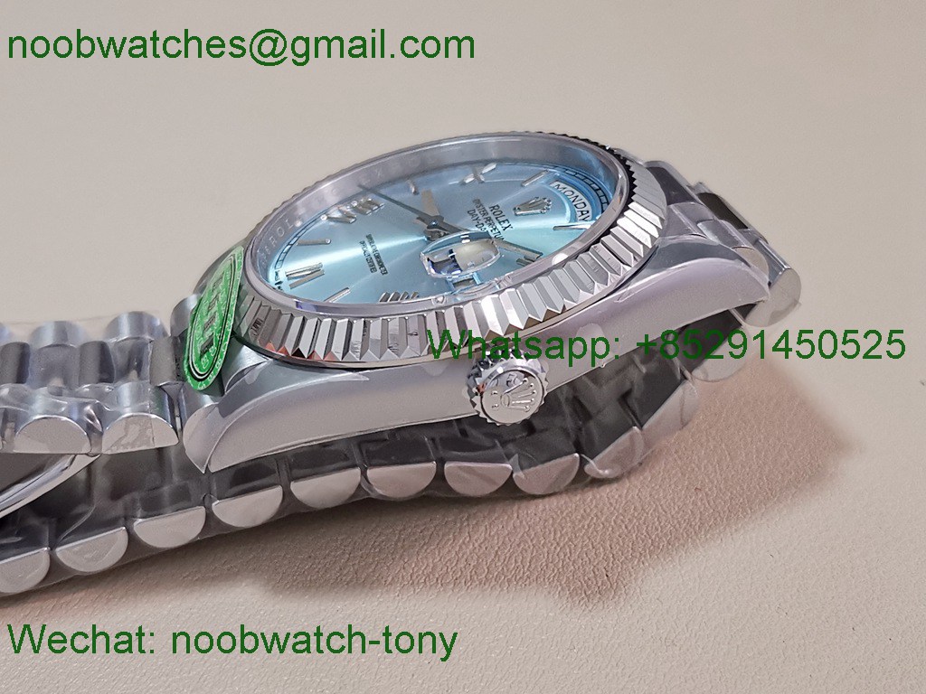 Replica Rolex DayDate 40mm CBDF 1:1 Best SuperClone Ice Blue Roma Dial VR3255 Heavy Gain Weight 210g 