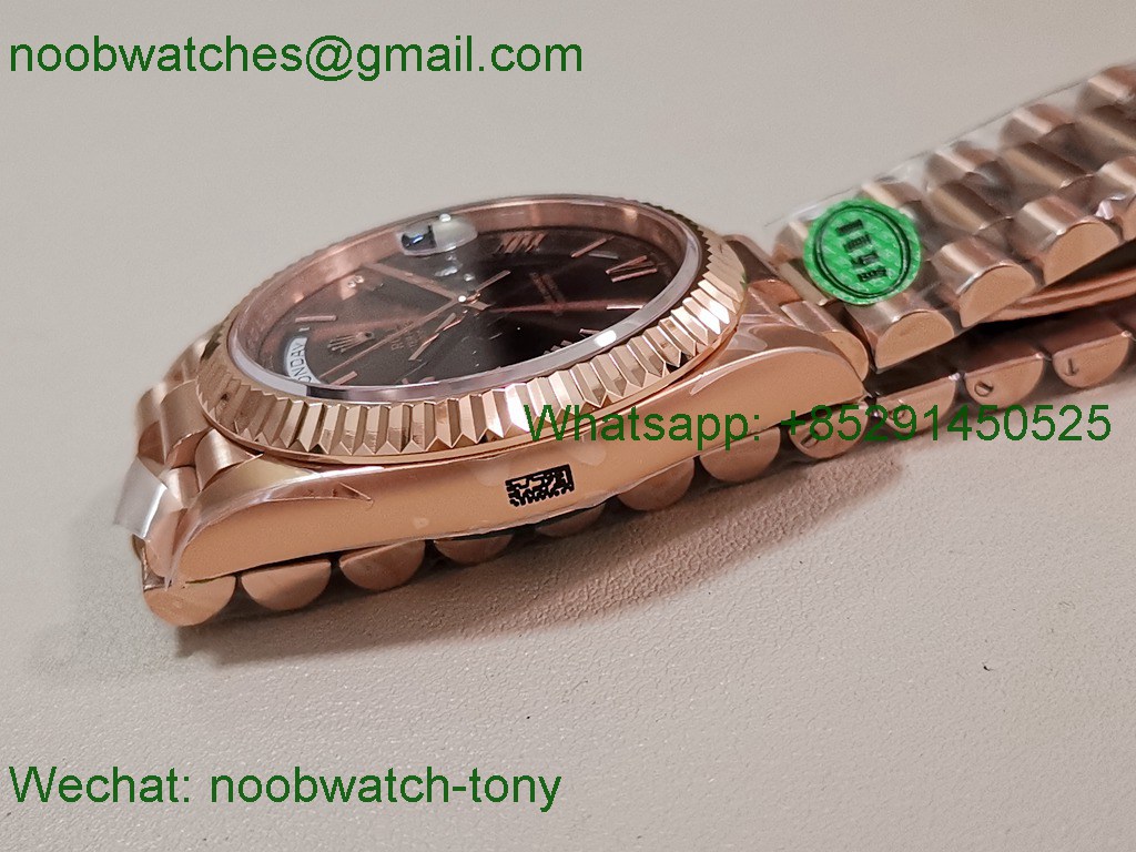 Replica Rolex DayDate 40mm Rose Gold CBDF 1:1 Best SuperClone Brown Dial VR3255 Heavy Gain Weight 210g