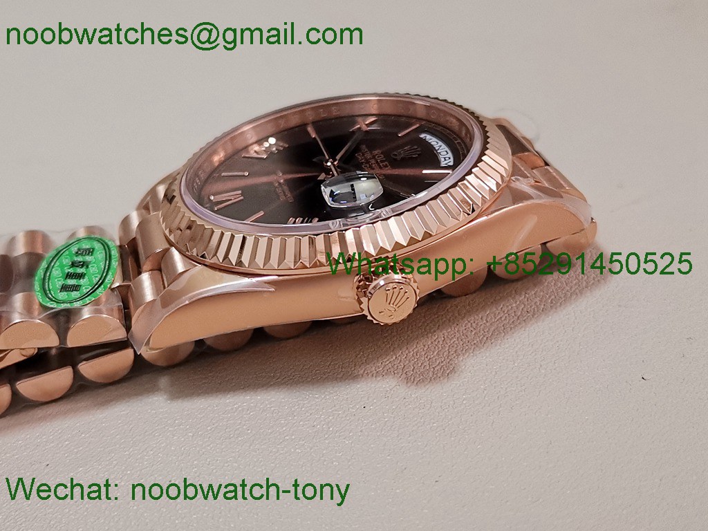 Replica Rolex DayDate 40mm Rose Gold CBDF 1:1 Best SuperClone Brown Dial VR3255 Heavy Gain Weight 210g