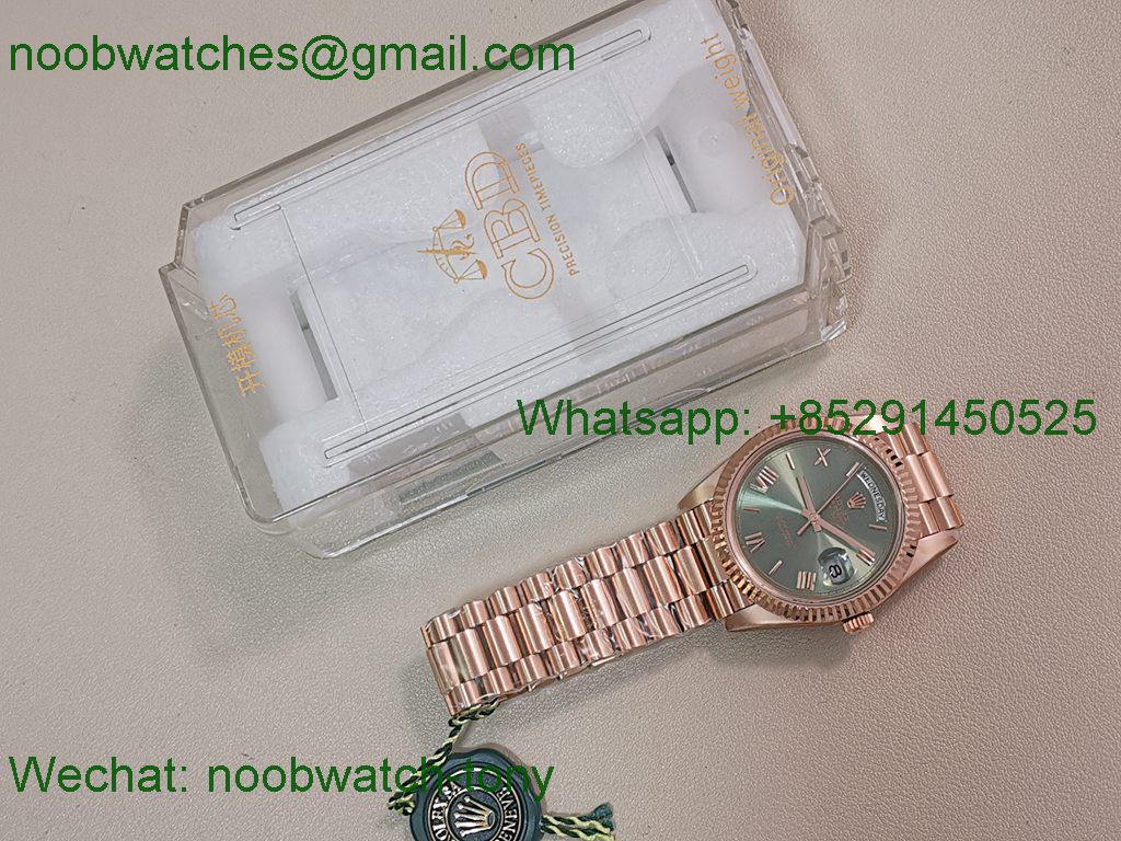 Replica Rolex DayDate 40mm Rose Gold CBDF 1:1 Best SuperClone Green Dial VR3255 Heavy Gain Weight 210g