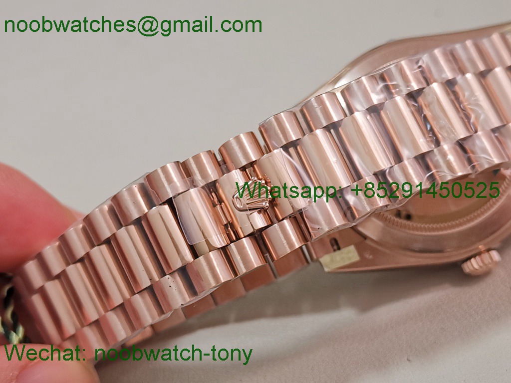 Replica Rolex DayDate 40mm Rose Gold CBDF 1:1 Best SuperClone Green Dial VR3255 Heavy Gain Weight 210g