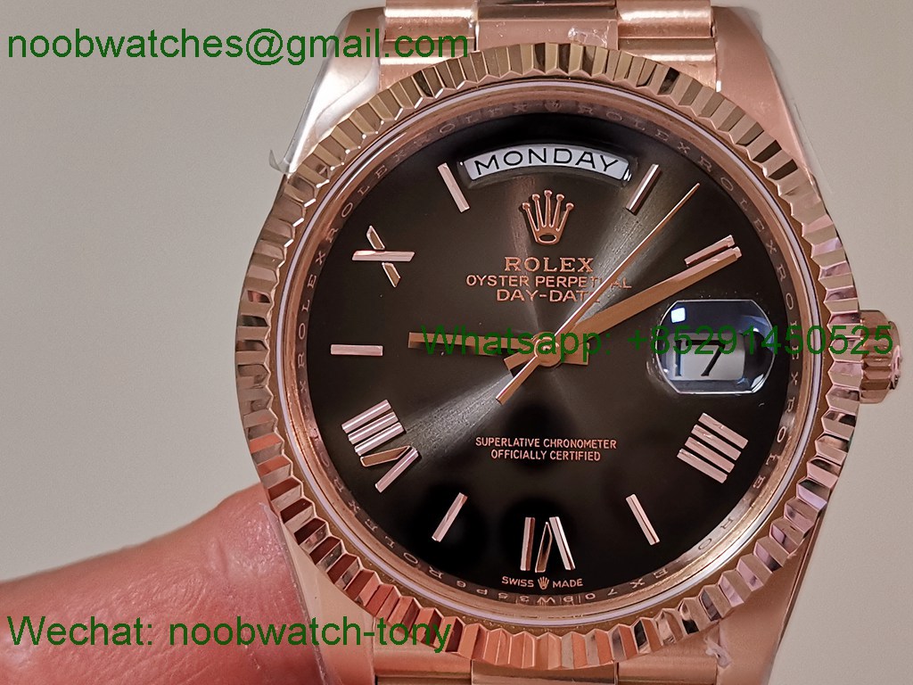 Replica Rolex DayDate 40mm Rose Gold CBDF 1:1 Best SuperClone Gray Dial VR3255 Heavy Gain Weight 210g 