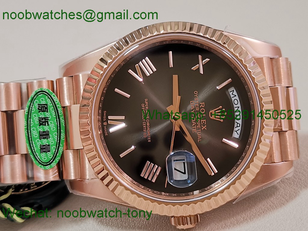 Replica Rolex DayDate 40mm Rose Gold CBDF 1:1 Best SuperClone Gray Dial VR3255 Heavy Gain Weight 210g 