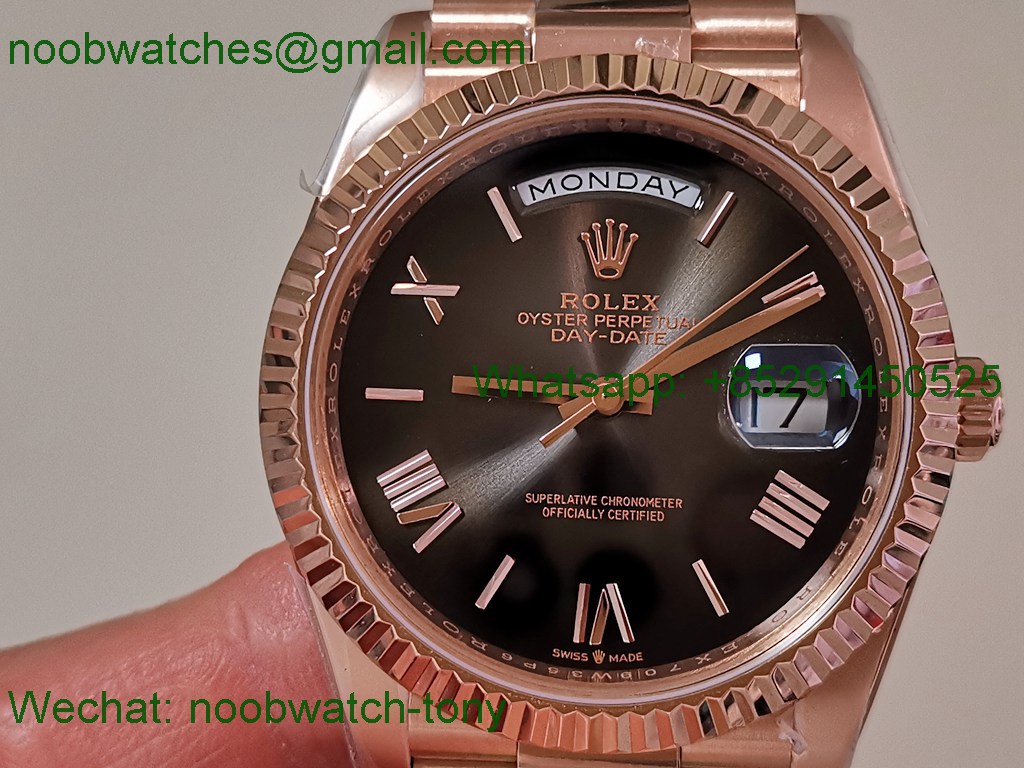 Replica Rolex DayDate 40mm Rose Gold CBDF 1:1 Best SuperClone Gray Dial VR3255 Heavy Gain Weight 210g 