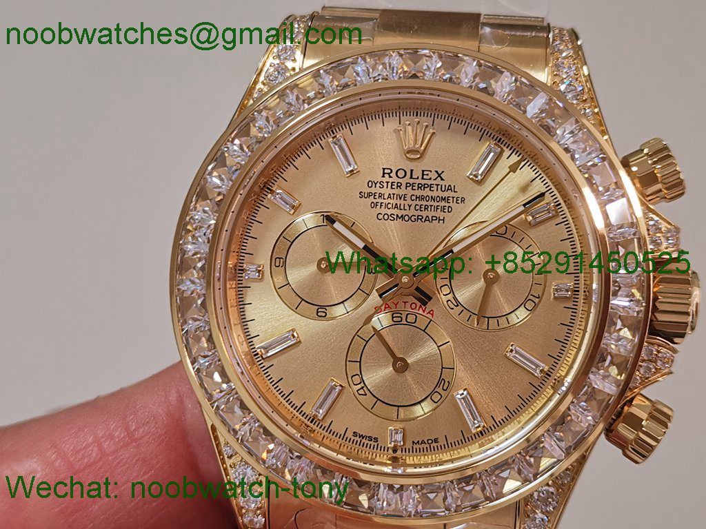 Replica Rolex Daytona 126598 Yellow Gold EWEF 1:1 Best Edition 904L Steel Diamond Bezel SH4131