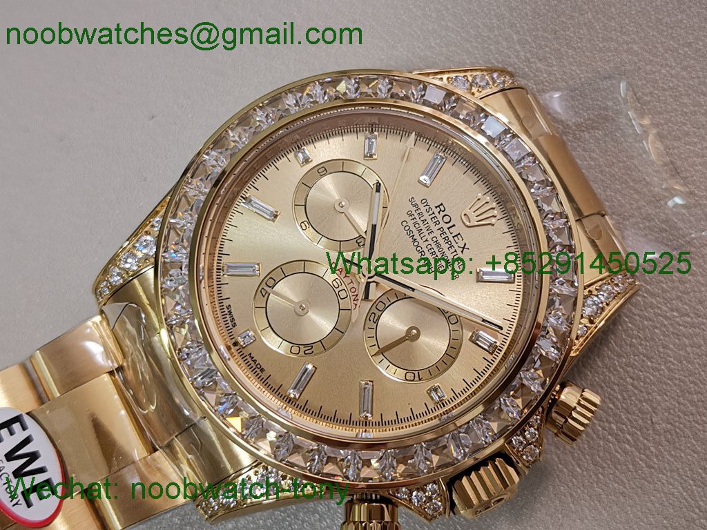 Replica Rolex Daytona 126598 Yellow Gold EWEF 1:1 Best Edition 904L Steel Diamond Bezel SH4131