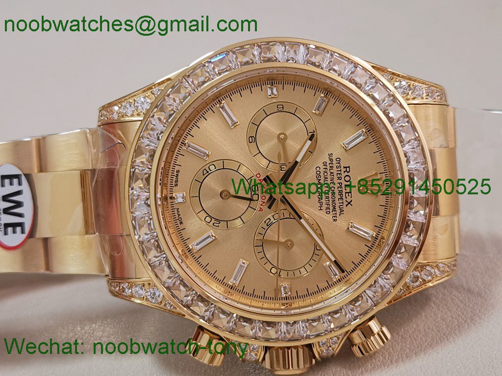 Replica Rolex Daytona 126598 Yellow Gold EWEF 1:1 Best Edition 904L Steel Diamond Bezel SH4131
