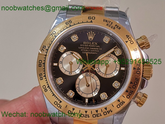 Replica Rolex Daytona 126503 SS Yellow Gold Black Dial Diamond QF V5 SH4131 Best SuperClone