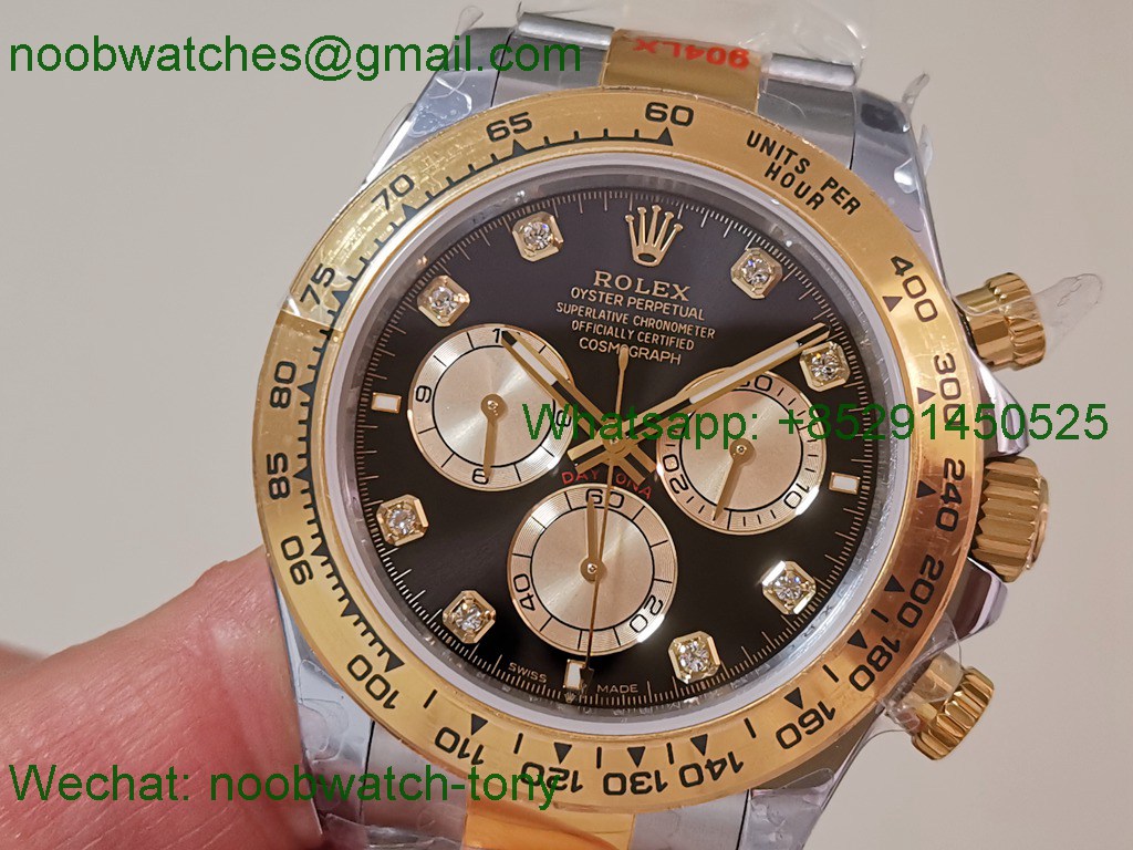 Replica Rolex Daytona 126503 SS Yellow Gold Black Dial Diamond QF V5 SH4131 Best SuperClone
