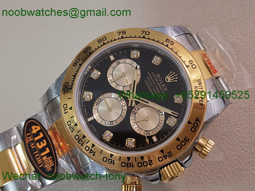 Replica Rolex Daytona 126503 SS Yellow Gold Black Dial Diamond QF V5 SH4131 Best SuperClone
