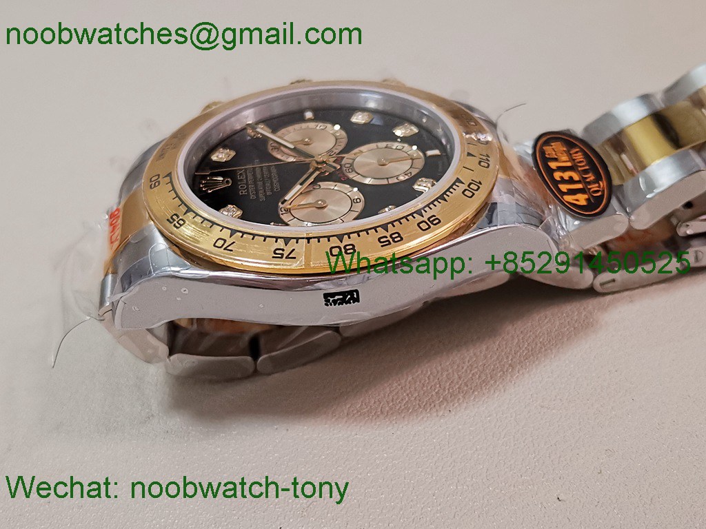 Replica Rolex Daytona 126503 SS Yellow Gold Black Dial Diamond QF V5 SH4131 Best SuperClone
