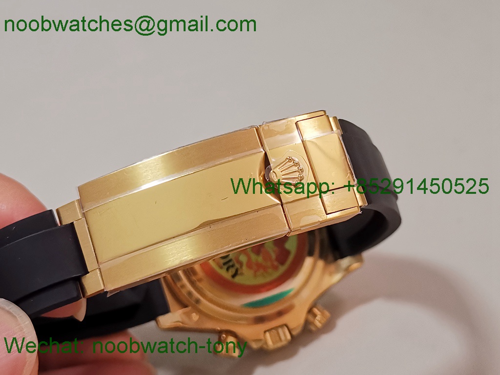 Replica Rolex Daytona 126518 Yellow Gold OysterFlex Black Rubber QF V5 SH4131 Best SuperClone 