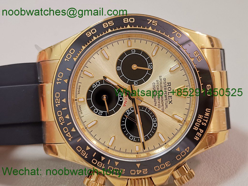 Replica Rolex Daytona 126518 Yellow Gold OysterFlex Black Rubber QF V5 SH4131 Best SuperClone 