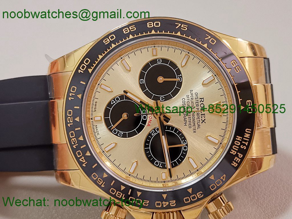 Replica Rolex Daytona 126518 Yellow Gold OysterFlex Black Rubber QF V5 SH4131 Best SuperClone 