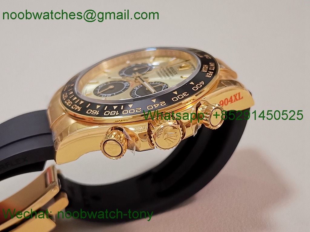 Replica Rolex Daytona 126518 Yellow Gold OysterFlex Black Rubber QF V5 SH4131 Best SuperClone 