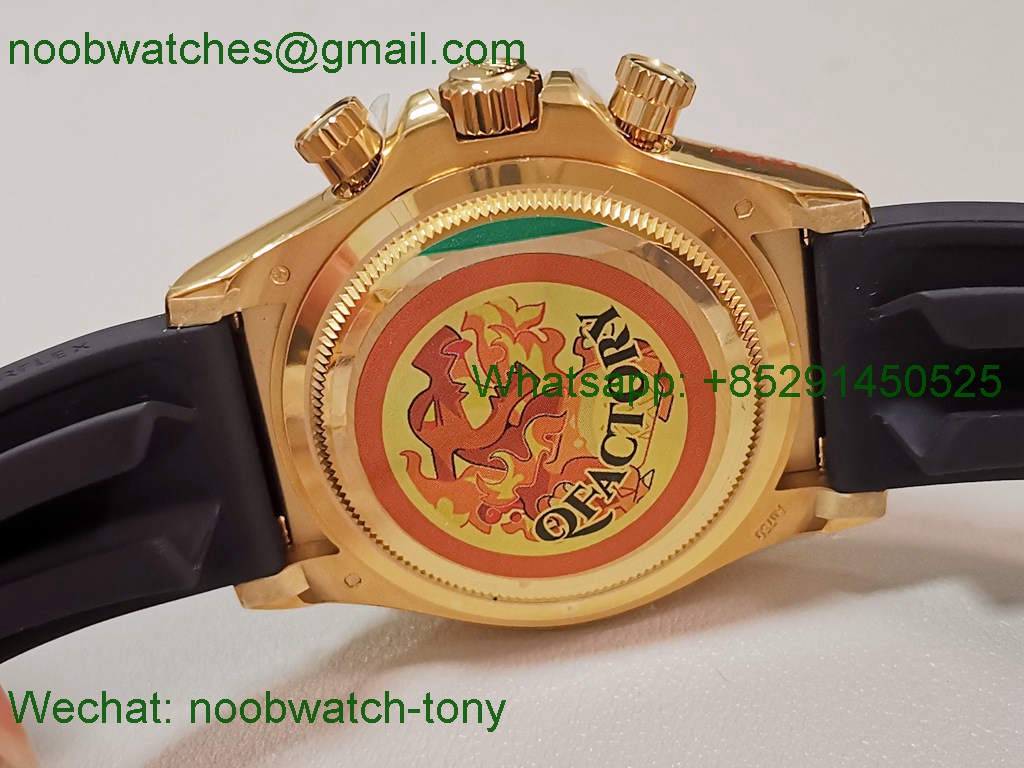 Replica Rolex Daytona 126518 Yellow Gold OysterFlex Black Rubber QF V5 SH4131 Best SuperClone 