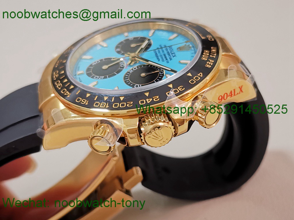 Replica Rolex Daytona 126518 Yellow Gold Tiffany Blue Dial V10 QF QF4131 Best SuperCLone Heavy Gain Weight