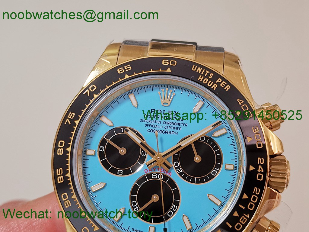 Replica Rolex Daytona 126518 Yellow Gold Tiffany Blue Dial V10 QF QF4131 Best SuperCLone Heavy Gain Weight