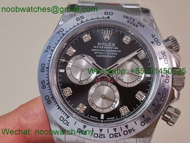 Replica Rolex Daytona 126509 904L White Gold Black Diamond Dial QF V5 SH4131 Best SuperClone