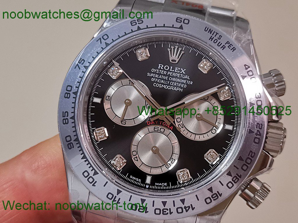 Replica Rolex Daytona 126509 904L White Gold Black Diamond Dial QF V5 SH4131 Best SuperClone