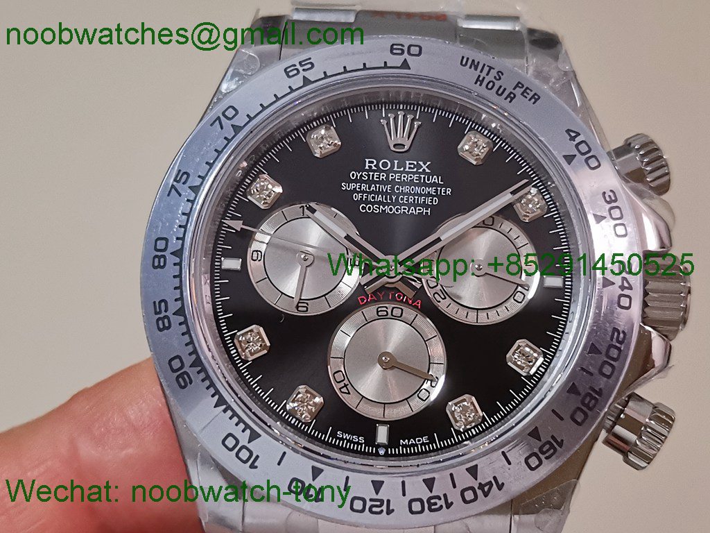 Replica Rolex Daytona 126509 904L White Gold Black Diamond Dial QF V5 SH4131 Best SuperClone