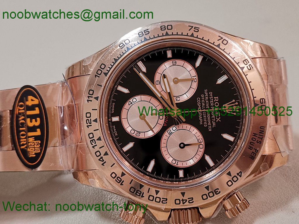 Replica Rolex Daytona 126505 Rose Gold Black Dial QF V5 SH4131 Best SuperCLone