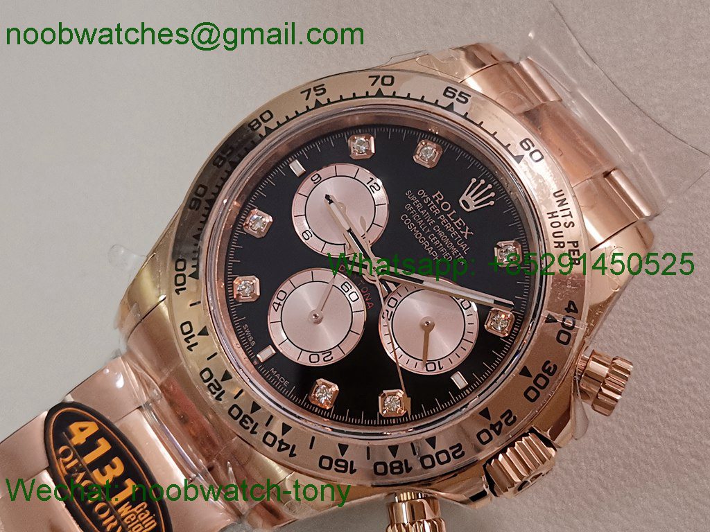 Replica Rolex Daytona 126505 Rose Gold Black Diamond Dial QF V5 SH4131 Best SuperCLone