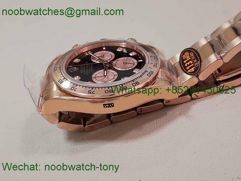Replica Rolex Daytona 126505 Rose Gold Black Diamond Dial QF V5 SH4131 Best SuperCLone