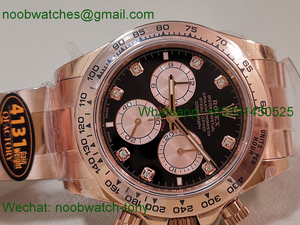 Replica Rolex Daytona 126505 Rose Gold Black Diamond Dial QF V5 SH4131 Best SuperCLone