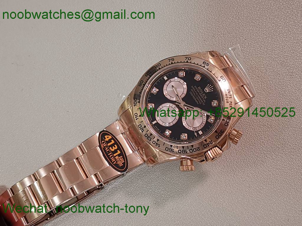 Replica Rolex Daytona 126505 Rose Gold Black Diamond Dial QF V5 SH4131 Best SuperCLone