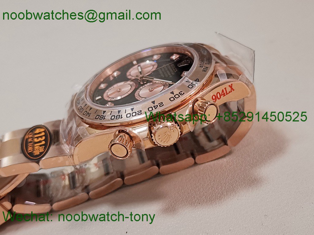 Replica Rolex Daytona 126505 Rose Gold Black Diamond Dial QF V5 SH4131 Best SuperCLone