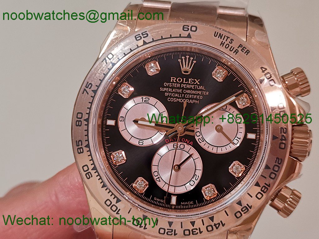 Replica Rolex Daytona 126505 Rose Gold Black Diamond Dial QF V6 SH4131 Heavy Gain Weight Best SuperClone