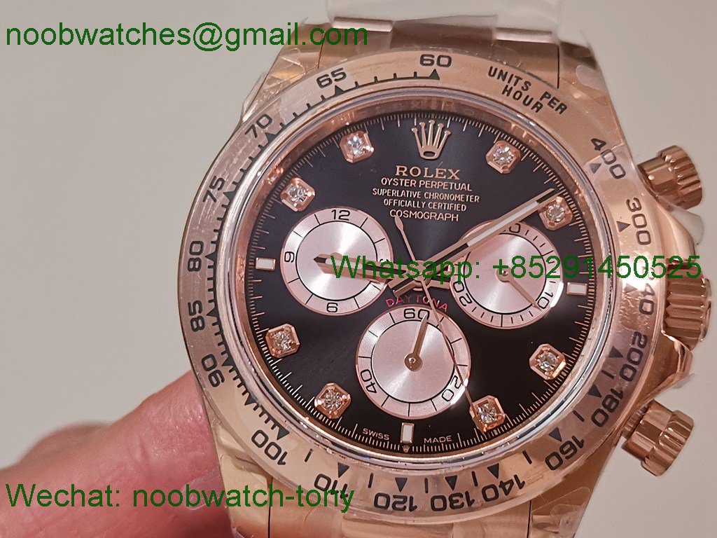 Replica Rolex Daytona 126505 Rose Gold Black Diamond Dial QF V6 SH4131 Heavy Gain Weight Best SuperClone