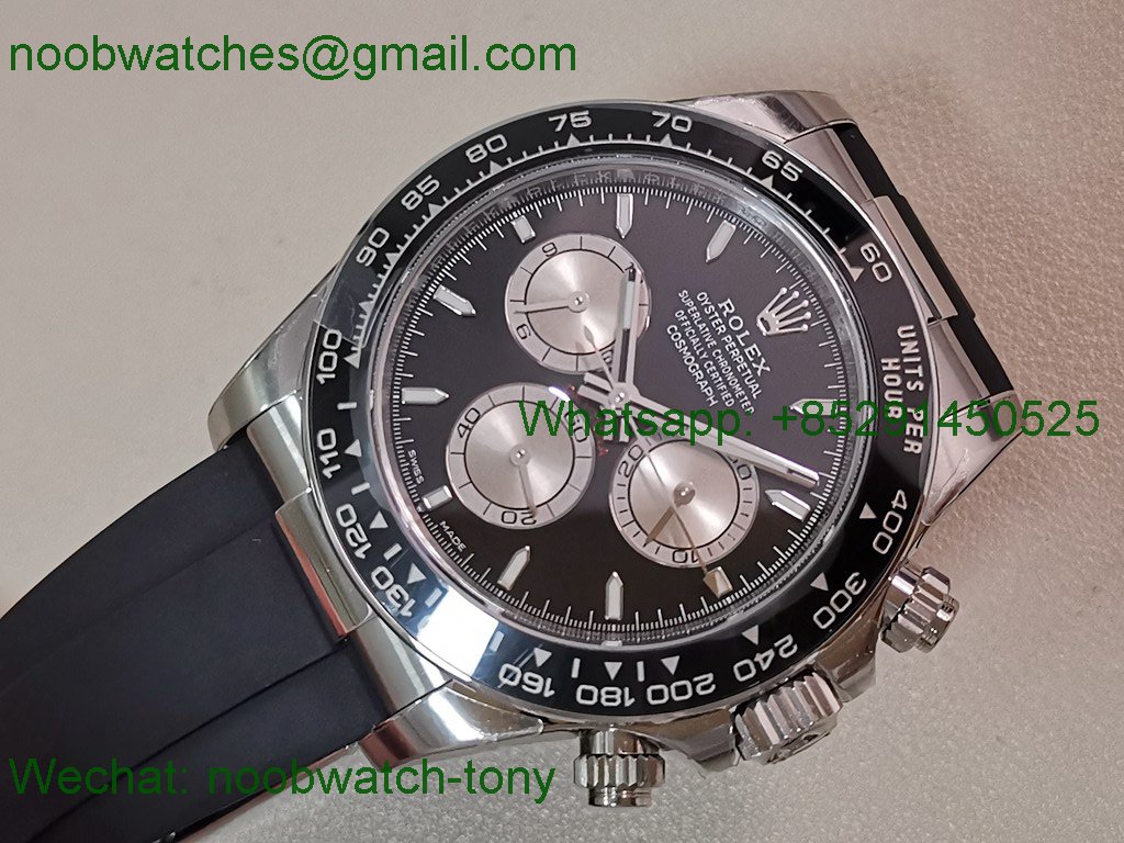 Replica Rolex Daytona 126519 Heavy Gain Weight VSF 1:1 Best SuperClone Black Silver Dial Oysterflex Rubber DD4131