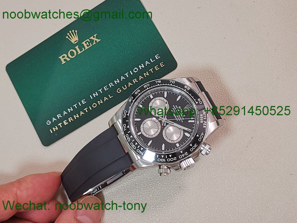 Replica Rolex Daytona 126519 Heavy Gain Weight VSF 1:1 Best SuperClone Black Silver Dial Oysterflex Rubber DD4131