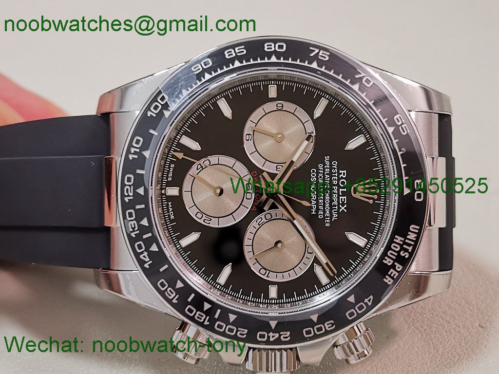 Replica Rolex Daytona 126519 Heavy Gain Weight VSF 1:1 Best SuperClone Black Silver Dial Oysterflex Rubber DD4131