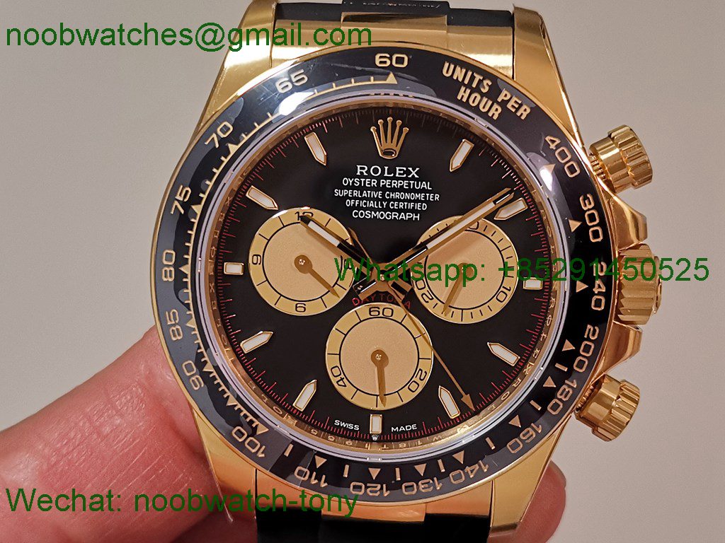 Replica Rolex Daytona 126518 Heavy Gain Weight VSF 1:1 Best SuperClone Black Gold Dial Oysterflex Rubber DD4131