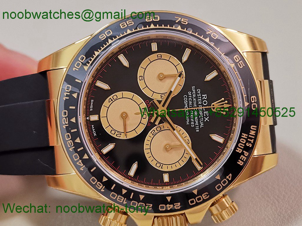 Replica Rolex Daytona 126518 Heavy Gain Weight VSF 1:1 Best SuperClone Black Gold Dial Oysterflex Rubber DD4131
