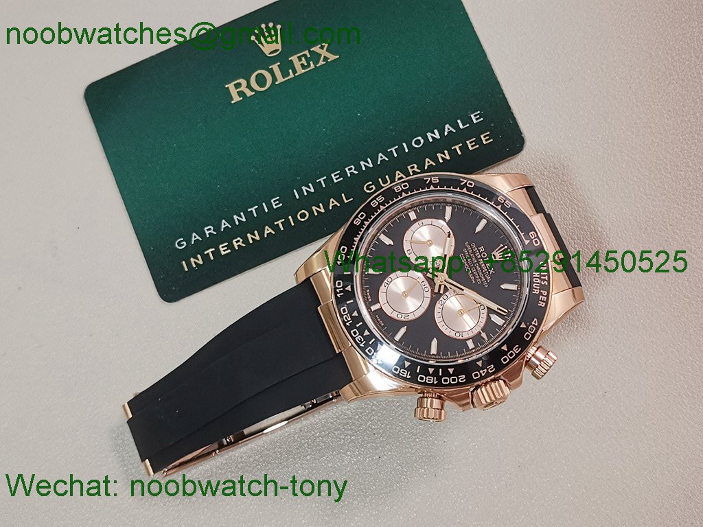 Replica Rolex Daytona 126515 Rose Gold Heavy Gain Weight VSF 1:1 Best SuperClone Black Dial Oysterflex Rubber DD4131