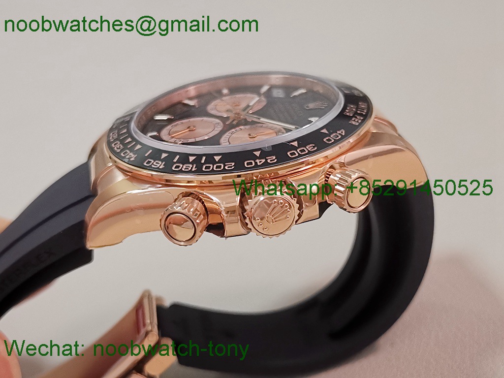 Replica Rolex Daytona 126515 Rose Gold Heavy Gain Weight VSF 1:1 Best SuperClone Black Dial Oysterflex Rubber DD4131