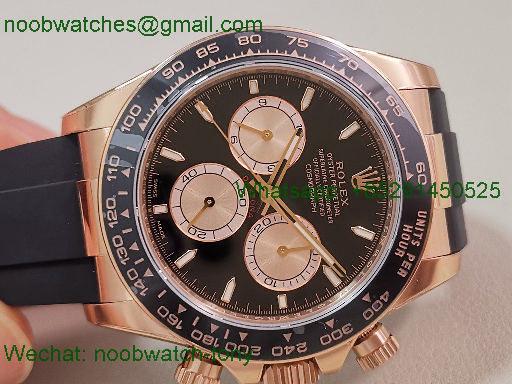 Replica Rolex Daytona 126515 Rose Gold Heavy Gain Weight VSF 1:1 Best SuperClone Black Dial Oysterflex Rubber DD4131
