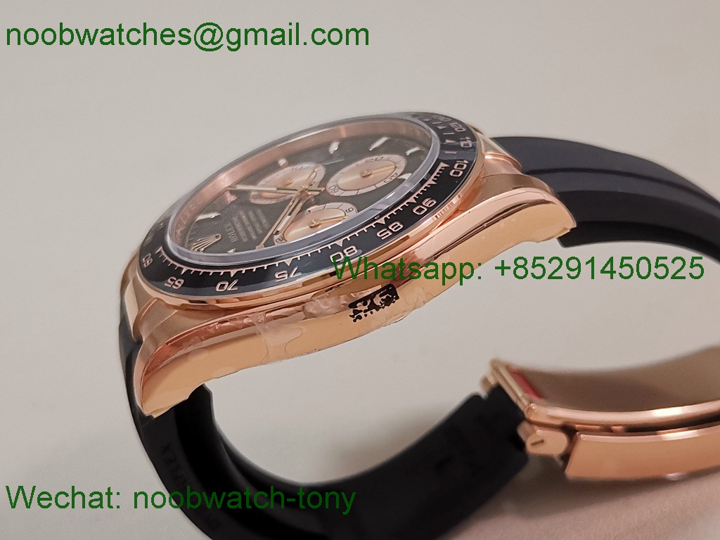 Replica Rolex Daytona 126515 Rose Gold Heavy Gain Weight VSF 1:1 Best SuperClone Black Dial Oysterflex Rubber DD4131