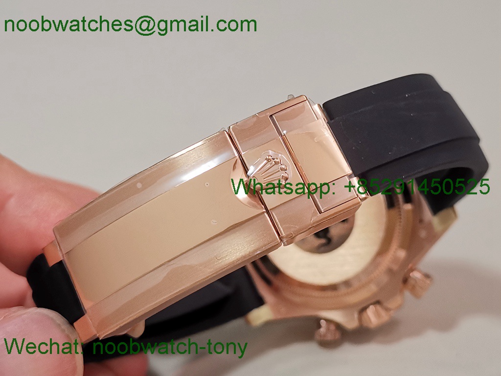 Replica Rolex Daytona 126515 Rose Gold Heavy Gain Weight VSF 1:1 Best SuperClone Black Dial Oysterflex Rubber DD4131
