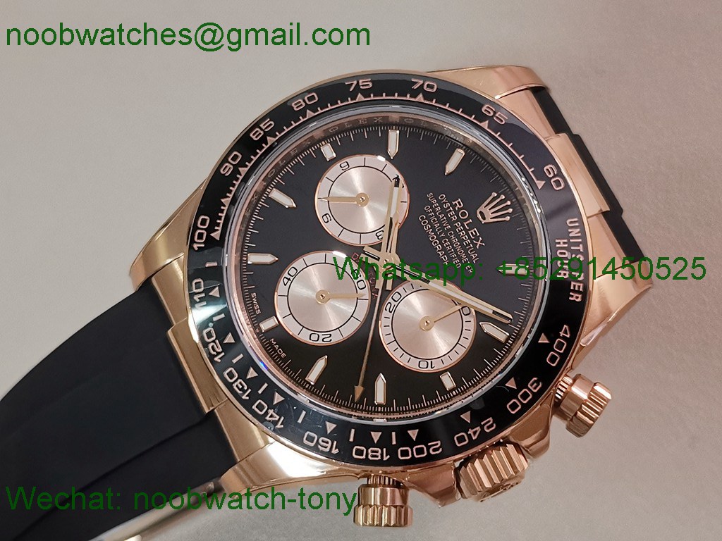Replica Rolex Daytona 126515 Rose Gold Heavy Gain Weight VSF 1:1 Best SuperClone Black Dial Oysterflex Rubber DD4131
