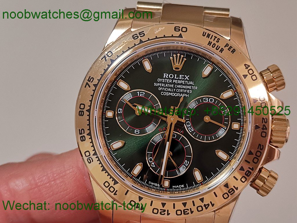 Replica Rolex Daytona 116508 Yellow Gold VSF 1:1 Best SuperClone Green Dial DD4130 Heavy Gain Weight