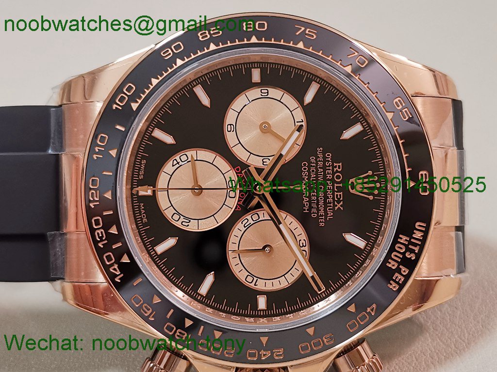 Replica Rolex Daytona 126515 UFO Gain Weight 1:1 Best SuperClone Rose Gold Dial Oysterflex Rubber UF4131 Free Sprung