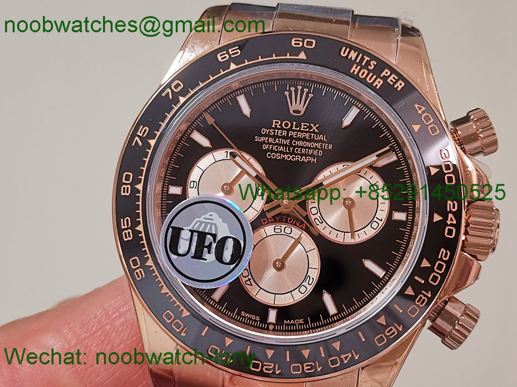 Replica Rolex Daytona 126515 UFO Gain Weight 1:1 Best SuperClone Rose Gold Dial Oysterflex Rubber UF4131 Free Sprung