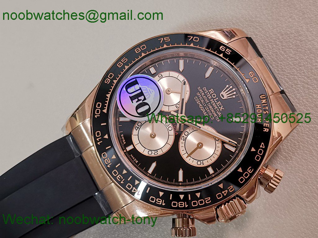 Replica Rolex Daytona 126515 UFO Gain Weight 1:1 Best SuperClone Rose Gold Dial Oysterflex Rubber UF4131 Free Sprung