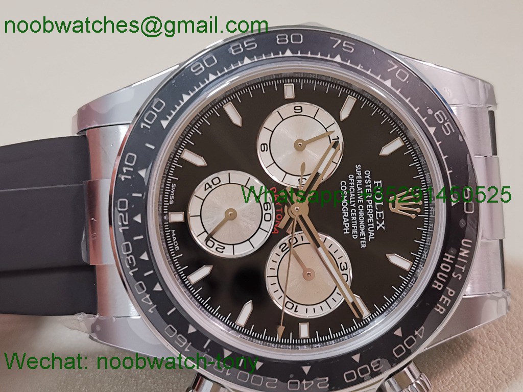Replica Rolex Daytona 126519 White Gold Black Dial CBD Factory 4131 Heavy Gain Weight Best SuperClone OysterFlex